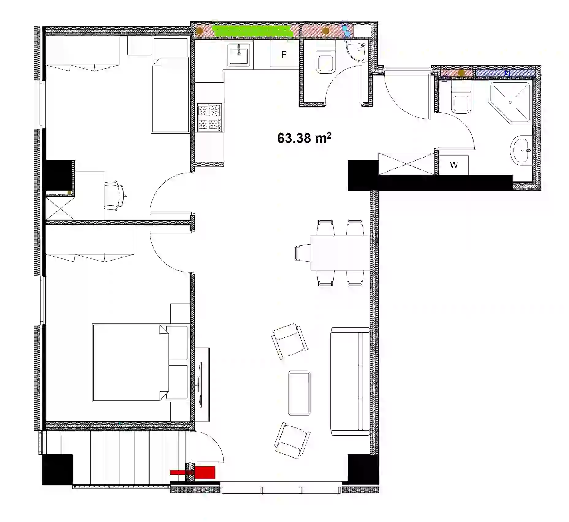Планировка 3 սենյականոց բնակարան № 136